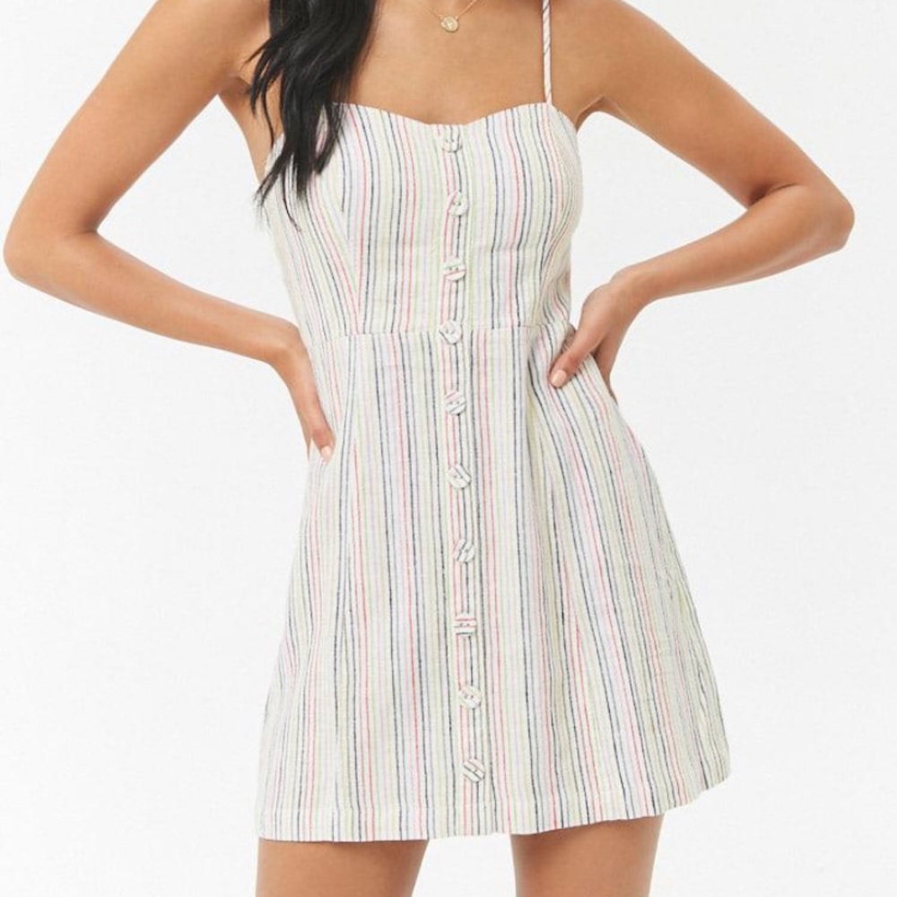 Multicolor Striped Summer Dress with Buttons
